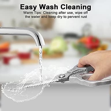 CGBE Kitchen Scissors, Multi-Purpose Kitchen Shears, Heavy Duty Dishwasher Safe Food Scissors for Chicken, Poultry, Fish, Meat & Herbs with Non-Slip Grips - Sliver - Image 6