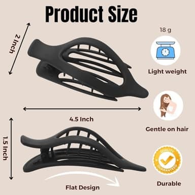 8 Pack Flat Hair Clips for Women,Matte No Crease Flat Claw Clips, Large Strong Hold Barrettes for Thick & Thin Hair, French Duckbill Styling Accessories - Image 2