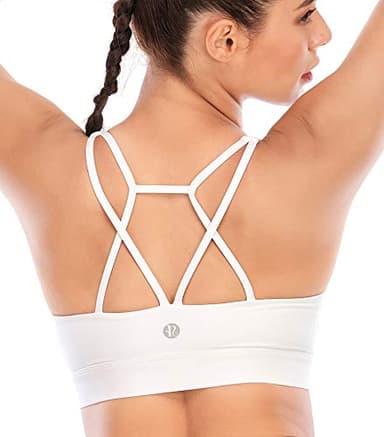 RUNNING GIRL Sports Bras for Women Backless Padded Sports Bra Tank Top Long Line Gym High Impact Sports Bra Push up(WX2569White,M) - Image 1