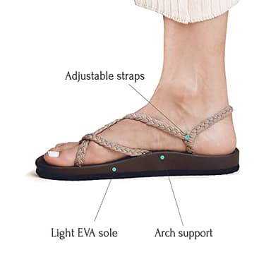 Plaka Lagoon Arch Support Sandals for Women - Comfort Collection, Strappy Braided & Water-Resistant Design - Ideal for Walking, Beach & Summer Use - Patented Sole - Brazilian Sand, Size 7 - Image 2