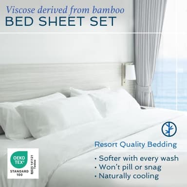 Hotel Sheets Direct 4 Piece Bed Sheet Set King, 100% Viscose Derived from Bamboo Sheets Set with 2 Pillowcases, Cooling & Breathable Luxury Bedding, Moisture-Wicking & Silky Soft Texture, Navy Blue - Image 2