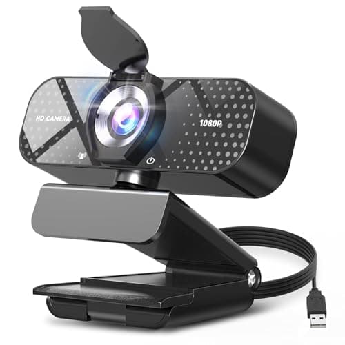 TRAUSI 1080P Full HD Webcam with Privacy Cover, Wide Angle Lens, Active Light Correction, Plug and Play USB Webcam for PC, Desktop, Laptop - Image 1