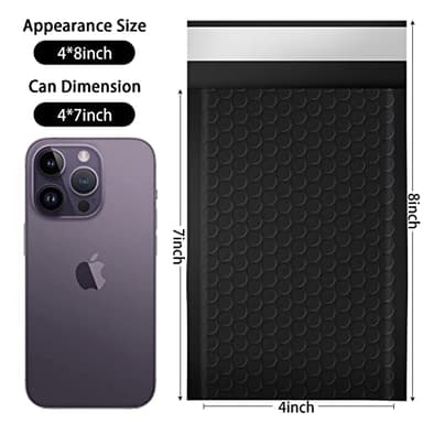 packbabol Bubble Mailers, 4x7 Inch Poly Padded Bubble Mailers Pack of 100 Bubble Envelopes Opaque Self Seal Adhesive Waterproof Bags for Shipping and Packaging(Black,4x7-100Pc) - Image 2