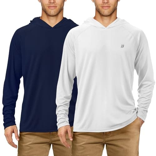 Roadbox 2 Pack UPF 50+ Fishing Shirts for Men Long Sleeve Sun Protection Hoodie Lightweight Outdoor UV Hiking Shirts - Image 1