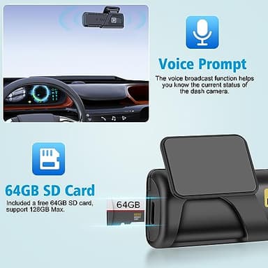 Dash Cam, 4K Dash Camera for Cars with WiFi FHD, Mini Car Camera, Dash Cam Front with Free 128GB SD Card, 160° Wide Angle,Night Vision,Loop Recording,24H*7 Parking Monitor, Support 128GB （ Grey ） - Image 7