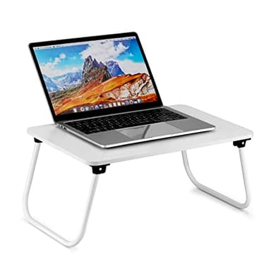 Folding Lap Desk, Ruxury Laptop Stand Bed Desk Table Tray, Breakfast Serving Tray, Portable & Lightweight Mini Table for Sofa Couch Floor - White - Image 1