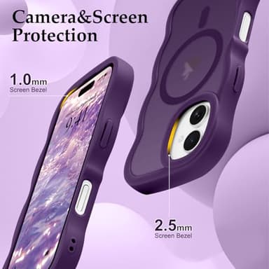 Pepmune for iPhone 16 Pro Max Case, Curly Wavy Frame Hard Translucent Matte Clear Back Cover for Women Men Compatible with Magsafe TPU Bumper Shockproof Phone Case for iPhone 16 Pro Max, Purple - Image 5