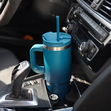 Konokyo 30 oz Tumbler with Handle and 2 Straws,2 in 1 Lid Insulated Water Bottle Stainless Steel Travel Coffee Mug,Blue Haze - Image 6