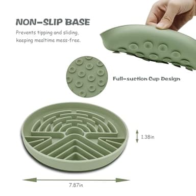 Lesipee Slow Feeder Dog Bowl for Large & Small Pets, Anti Choking Puzzle Dog Food Bowl with Non-Slip Base, Interactive Pet Slow Eating, Silicone Cat Feeder for Puppies & Cats(Grey Green) - Image 8