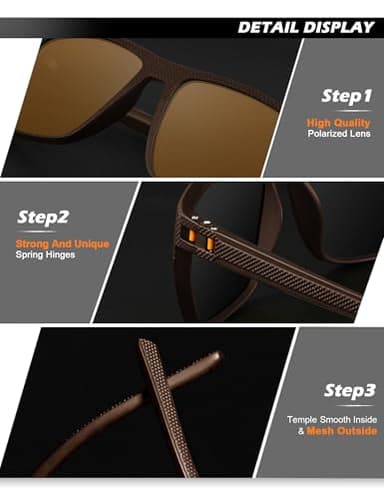 NSSIW Polarized Sunglasses Men and Women, Mens Sunglasses Polarized with Lightweight Frame and UV Protection for Driving Golf - Image 3