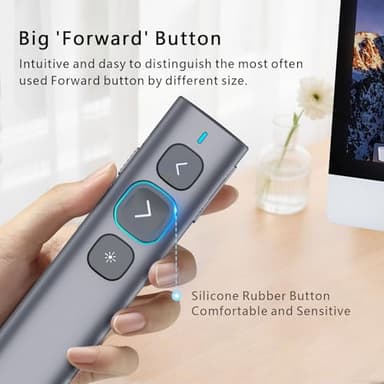 Norwii N95 Presentation Clicker, PowerPoint Clicker for Presentation Remote, Rechargeable Wireless Presenter Pointer, Slide Advancer for PC/Laptop/e-Book in Classroom, Auditorium, Church (Red, USB-A) - Image 7