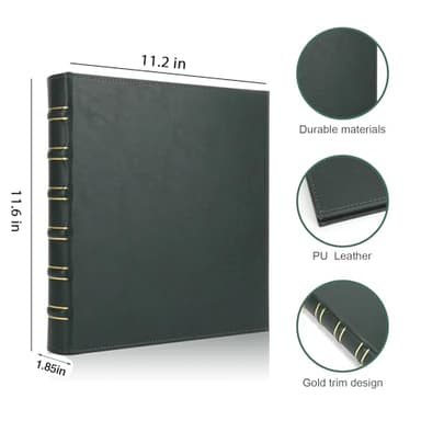 LETVPVOW Vintage Hardback 3 Ring Binder 1 Inch, Professional Leather Binder 3 Ring, Three Ring Binders Fits 8.5" x 11", D Ring Binders for Photo Album, Home, School and Office Supplies- Dark Green - Image 2