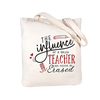 ELEGANTPARK Teacher Appreciation Gifts for Women Teacher Gifts for Retirement Valentines Day Birthday Graduation Christmas Thank You Ivory Cotton Canvas Tote Shoulder Bag with Interior Pocket - Image 1