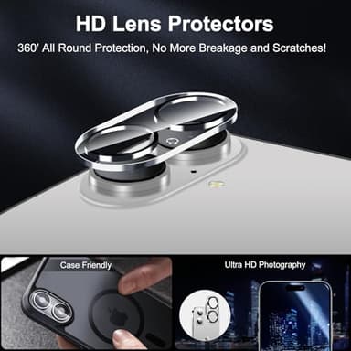 QsmQam for iPhone 16 Screen Protector + Camera Lens Protector, [Military Grade Shatterproof], Ultra Top 9H+ Tempered Glass, Full Coverage Screen, with Automatic Dust Removal [2+2 Pack] - Image 8