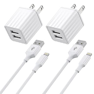 iPhone Charger,[Apple MFi Certified] Fast iPhone Charger 2PACK 6FT Lightning Cable Cord Fast Charging Dual 2 Port Plug USB Wall Charger Compatible with iPhone 14 13 12 11 Pro Max XS XR X 8 Plus 7 iPad - Image 1