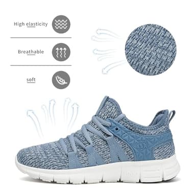 INZCOU Blue Gray Running Shoes - Women's Size 7/Men's Size 6, Lightweight, Breathable, Non-Slip, Casual, Athletic, Sports, Hiking - Image 4