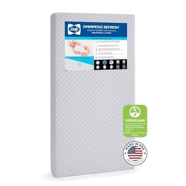 SEALY BABY OmniPedic Refresh Breathable Crib Mattress, GREENGUARD Gold Certified, Made in USA, Removable Knit Cover, 2 Stage, Toddler Bed Fit, Safety & Quality Tested, 52x28 - Image 1