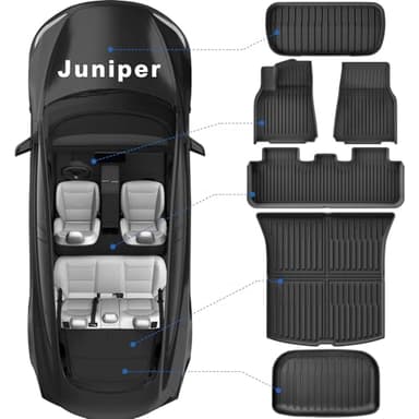 Autocessking 2025 New Tesla Model Y Juniper Floor Mats 5-Seater, Set of 6 All Weather TPE Waterproof Anti-Slip Front & Rear Trunk Mats Cargo Liners (ONLY for Tesla Model Y Juniper) - Image 2