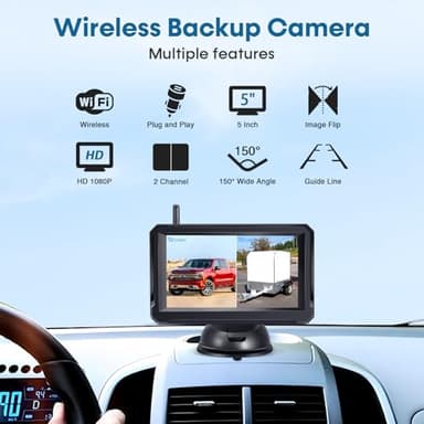 Wireless Backup Camera for Trucks: 5 Inch 1080P HD Display, Backup Camera for Car,Truck, IP69K Waterproof, Night Vision, Dual-Camera Support, DIY Installation, Customizable Parking Lines Befumly H21 - Image 8