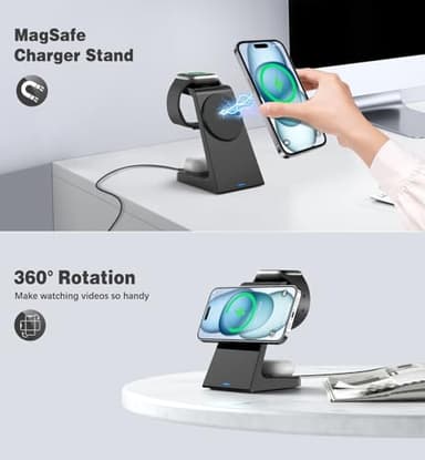 3 in 1 Magnetic Wireless Charging Station Apple 20W Charger Stand Magnetic Wireless Charger for iPhone 16 15 14 13 12 Pro/Pro Max/Plus/Mini AirPods 2/3/Pro iWatch Ultra/8/7/SE/6/5/4/3/2 (3 in 1) - Image 5