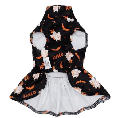 CuteBone Turtleneck Dog Velvet Dress Halloween Puppy Skirt Costume Pet Clothes Cat Apparel with Bow Hair Rope for Small Dogs CVD17M - Image 6