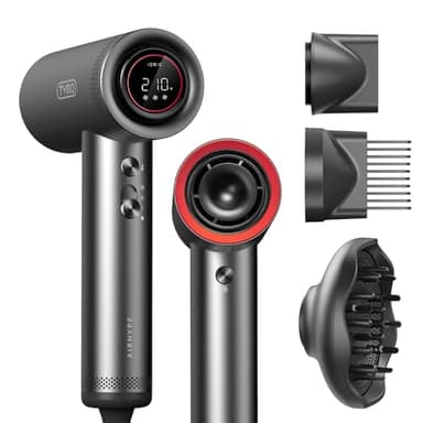 TYMO Hair Dryer with Diffuser for Women - 1500W Professional High Speed Blow Dryer with Comb, 110,000RPM Fast Dry, 200 Million Ionic Hairdryer, 4 Temps & 3 Speeds, 8 Ft Cord for Salon, Metal Gray - Image 1