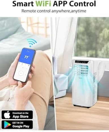 Hykolity 10,000 BTU WiFi Enabled Portable Air Conditioner with 2-Speed Fan & Dehumidifier, 4-in-1 Window Kit Smart AC Unit with 24H Timer for Living Room, Bedroom, Home, Up to 450 Sq.Ft - Image 4