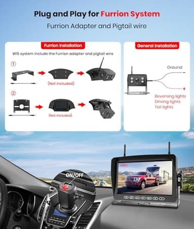 RV Backup Camera for Furrion pre-Wired System Pre-Wired:7" HD 1080P Video Recording Split Screen Rear View Camera,170°Wide Angle with IR Night Vision Back up Camera for RVs Campers and Trailers - Image 2