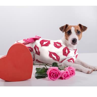 Dog Dress S, Cute White Pet Dress with Red Lip and Pink Bow, Stylish Pet Outfit for 6-7 lbs Dogs and Cats, Romantic Holiday Clothing - Image 2