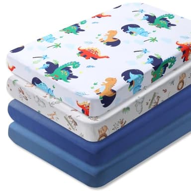 Crib Sheet for Boys and Girls, Super Soft Microfibre Crib Sheet Set, Breathable Cot Sheet, for Cot and Toddler Mattress, 130x70x20cm, 4pcs - Image 8