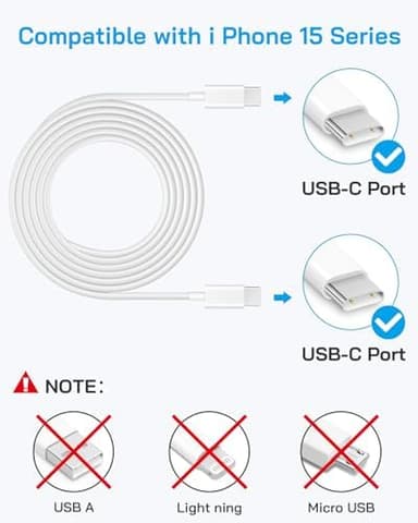 i Phone 17 16 15 Charger Fast Charging - 20W PD Fast Charger Block with 6Ft USB C Cable for i Phone 17/16/15 Series, i Pad Pro/Air/Mini, Galaxy S23, Pixel 8 & More (2-Pack - Image 4