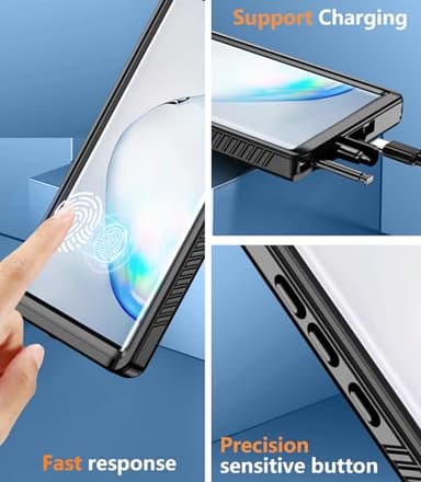 Temdan for Samsung Galaxy Note 10 Plus Case Waterproof, [Military-Grade Drop Protection] [IP68 Underwater] Full Body Heavy Duty Rugged Shock-Proof Case for Note 10 Plus 6.8''-Black - Image 5