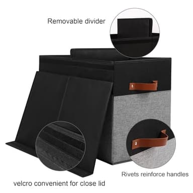 Gowee Large Toy Storage Box with Lid, Sturdy Toys Storage Chest Bin Organizer Basket with Dividers for Kids, Boys, Girls, Nursery, Closet, Bedroom, Playroom 25"x13" x16" (Black and Grey) - Image 4