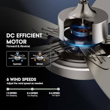 Fanbliss 42 Inch Nickel Ceiling Fans with Lights and Remote Control for Bedroom, Modern Ceiling Fan with Quiet Reversible DC Motor, 3CCT, Dimmable, LED for Living Room, Patio, Indoor and Outdoor - Image 3