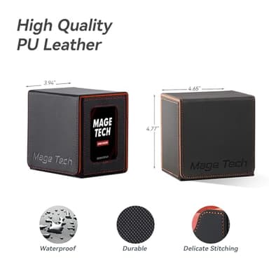 Mage Tech Card Deck Box for MTG Commander - Patented Design, Commander Display, Fits 100 Double-Sleeved Cards, 35pt Card Brick & Dice Tray - Grey/Orange - Image 5