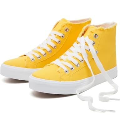 hash bubbie Women's Canvas High top Sneakers Classic Fashion High Tops Canvas Shoes Casual Tennis Shoes for Women（Yellow.US9） - Image 1