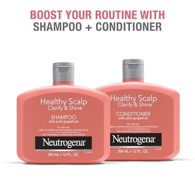Neutrogena Exfoliating Healthy Scalp Clarify & Shine Conditioner for Oily Hair and Scalp, Anti-Residue Conditioner with Pink Grapefruit, Paraben & Phthalate-Free, Color-Safe, 12oz - Image 6