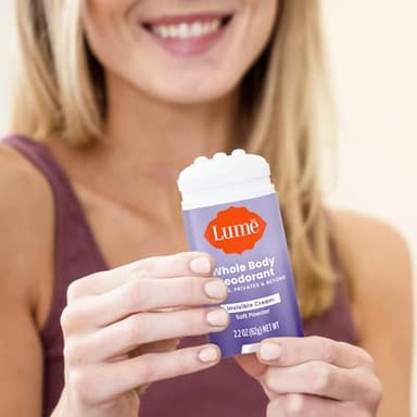 Lume Whole Body Deodorant - Invisible Cream Stick - 72 Hour Odor Control - Aluminum Free, Baking Soda Free, Skin Safe - 2.2 Ounce (Pack of 2) (Soft Powder) - Image 7