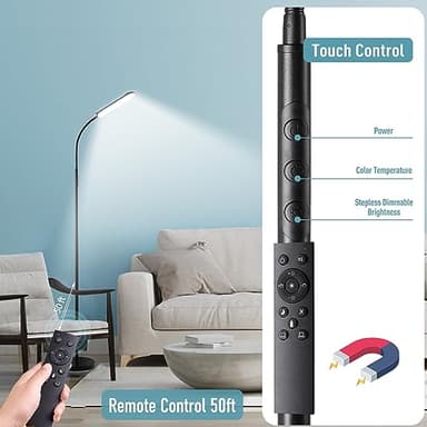 marctronic Floor Lamp 2 Pack, 18W 1800LM Bright LED Floor Lamp with 2 Remotes & Works with Smart Plug, Dimmable Timing Eye Caring Standing Reading Floor Lamps for Living Room Bedroom Office - Image 8