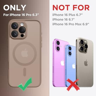 CAPRARO Magnetic Compatible with iPhone 16 Pro Case, Upgraded [Full Camera Protection] [Compatible with MagSafe] Protective Translucent Matte Women Girl Phone Case Cover, Withered Brown - Image 2