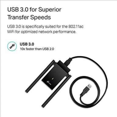 TP-Link USB WiFi Adapter, AC1300Mbps Dual Band 5dBi High Gain Antenna 2.4GHz/ 5GHz Wireless Network Adapter for Desktop PC (Archer T4U Plus)- Supports Windows 11/10, Mac OS 10.9-10.14 - Image 7