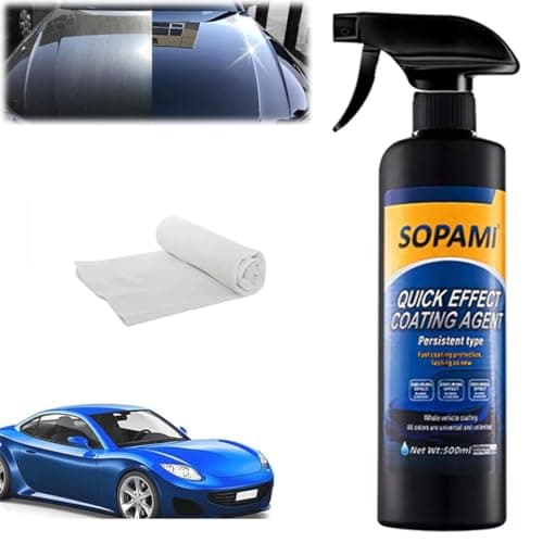 Sopami Car Coating Spray,Quick Effect Coating Agent,Quickly Coat Car Wax,Car Scratch Wax Polish Spray Waterless Wash,Oil Film Emulsion Glass Cleaner with towel (1 pcs) - Image 1