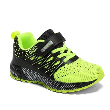 KUBUA Kids Sneakers for Boys Girls Running Tennis Shoes Lightweight Breathable Sport Athletic Black Green Size US 10 Toddler - Image 6