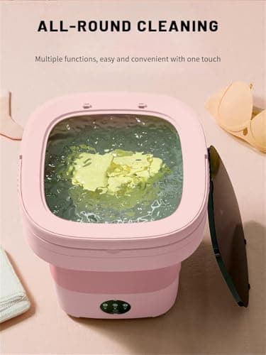Portable Washing Machine, Mini Washer,15L Upgraded Large Capacity Foldable Washer.Deep Cleaning of Underwear, Baby Clothes and Other Small Clothes.Suitable for Apartments, Dormitories, Hotels.(Pink) - Image 4
