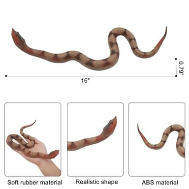 Gelabur Fake Snakes Prank, Soft Rubber Snake Realistic Keep Birds Away, Fake Snakes Toy - Life-Like Snake Figurine for Pranks, Halloween Decorations, and Educational Purposes - Image 4
