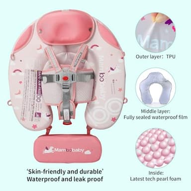 Mambobaby Float with Canopy & Portable Backpack Skin-friendly Baby Swim Float with Tail Waterproof Non-Inflatable Mambo Float Smart Swim Trainer Soft Solid Infant Pool Float 3-24 months Baby Swim Ring - Image 2