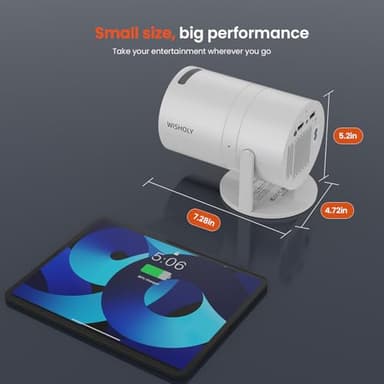 WISHOLY Mini Projector with WiFi and Bluetooth, Portable Movie Projector with 180° Rotatable, 1080P HD Supported, Auto Vertical Keystone, Compatible with Smartphone, TV Stick, Laptop, HDMI, USB - Image 9