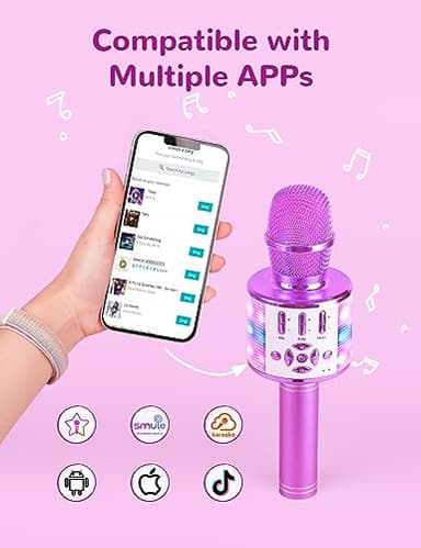 Amazmic Toys for Girls, Kids Karaoke Microphone Toddler Microphone for Kids with Lights, Birthday Gift for Girls, Boys Toy Age 3 4 5 6 7 8+(Light Purple) - Image 3