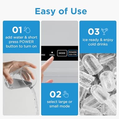 Midea MERI26B1AGY Ice Maker Countertop, 26lbs Portable Ice Maker, 8 Cubes Ready in 6 Mins, Self-Cleaning with Ice Basket and Scoop, 2 Sizes of Bullet Ice for Home, Camping, Office, Party - Image 6