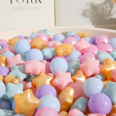 TRENDPLAY Star Ball Pit Balls 200 for Toddlers - Purple Ball Pit Ball Shapes for Boys Girls Fun, Birthday Party, Christmas Decoration, Pearl Mermaid Colors - Image 8